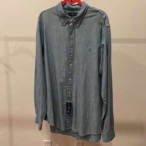 Men’s Ralph Lauren Lightweight Denim Button Down Shirt XXL NWT